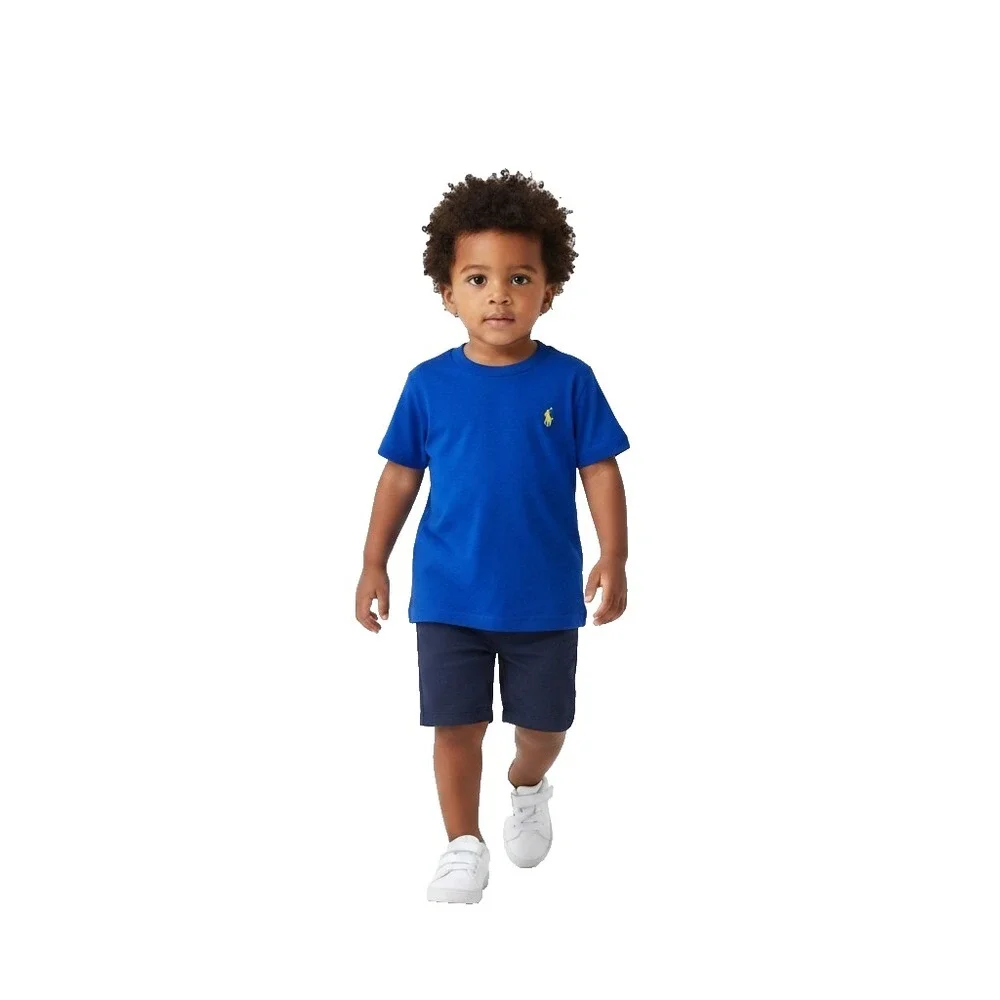Polo Ralph Lauren Boys T-Shirt Top Blue Yellow Logo 3/3T